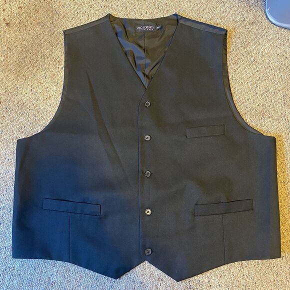 3XLT Umo Lorenzo Formalwear Business Western SuitVest Adjustable Strap Men Black - Picture 1 of 7